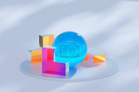 Photo for 3D illustration of a colorful  nodes. Fantastic  shapes .Simple geometric shapes - Royalty Free Image