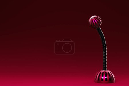 Photo for Magenta microphone,   model  on monochrome background, 3d illustration. music award, karaoke, radio and recording studio sound equipment - Royalty Free Image