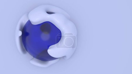 Photo for 3D illustration of a     white sphere  with  blue light small sphere on a  white   background.  Cyber ball sphere - Royalty Free Image