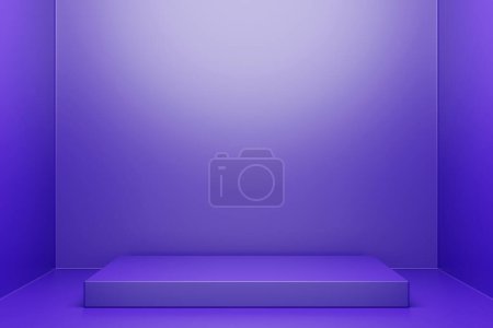 Téléchargez les photos : 3d illustration of a purple podium. 3d rendering. Minimalism geometry background - en image libre de droit