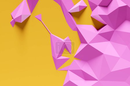 Foto de 3D rendering. Pink    pattern of different shapes. Minimalistic pattern of simple shapes. Bright creative symmetric texture - Imagen libre de derechos