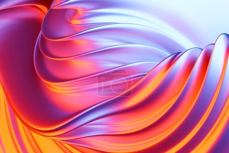 Téléchargez les photos : 3D illustration  pink stripes in the form of wave waves, futuristic background. - en image libre de droit