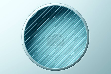 Téléchargez les photos : 3d illustration of a portal from a circle,  walkway.  A close-up of a  green and white round monocrome tunnel. - en image libre de droit