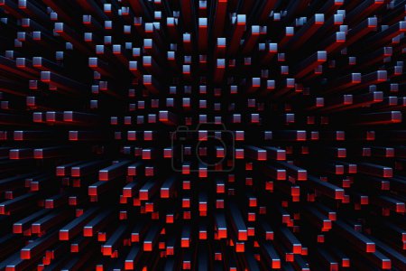 Foto de 3d ilustración patrón geométrico negro y rojo. Fondo de geometría, patrón - Imagen libre de derechos