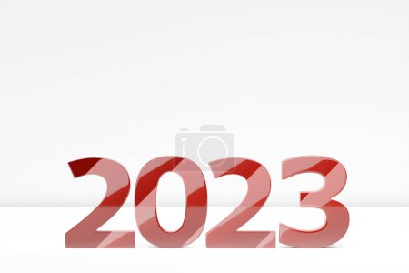 Foto de Inscripción de ilustración 3D 2023 sobre fondo blanco. Cambiabilidad de años. Ilustración del símbolo del nuevo año. - Imagen libre de derechos