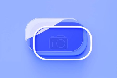 Photo for 3D illustration  of bright  blue light frame  on a blue  isolated background.   Rectangle for design - Royalty Free Image
