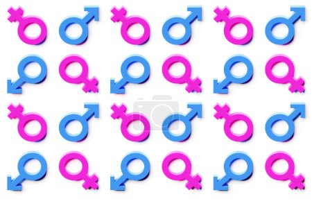 Téléchargez les photos : Female and male  gender symbol icon isolated  pattern on white background. Venus symbol.3D Illustration - en image libre de droit