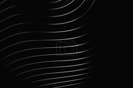 Téléchargez les photos : Black and white horizontal stripes, patterns. Modern striped backgrounds. Lines of variable thickness. 3D illustration - en image libre de droit
