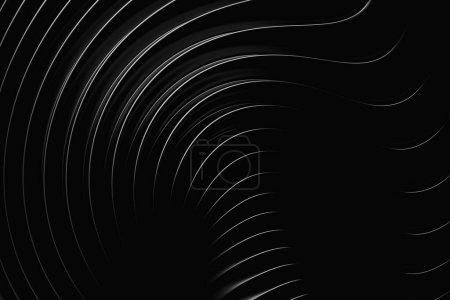 Foto de 3D illustration  black stripes in the form of wave waves, futuristic background. - Imagen libre de derechos