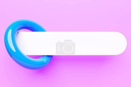 Photo for 3D colorful illustration of a information search bar  with blue  torus on a   pink background. The concept of communication via the Internet, social networks, chat, video, news, messages, website - Royalty Free Image