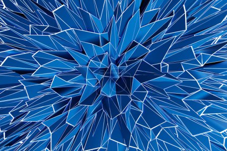 Téléchargez les photos : 3d Illustration  rows of   blue  triangles  .Geometric background,  pattern. - en image libre de droit