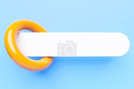 Téléchargez les photos : 3D illustration, Search bar design element with yellow torus  on a   blue   background. Search bar for website and user interface, mobile applications. - en image libre de droit