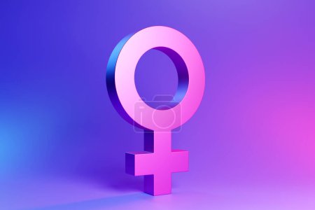 Téléchargez les photos : Pink female  gender symbol. Minimal idea concept, 3D illustration - en image libre de droit