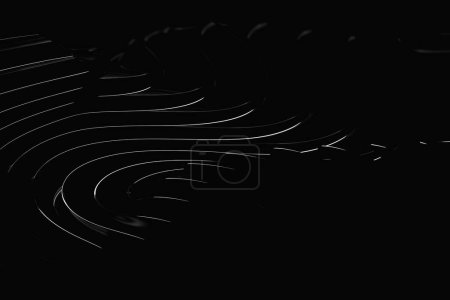 Foto de Ilustración 3d de líneas de color negro brillante, enfoque suave. Ecualizadores de línea musical sobre fondo negro aislado - Imagen libre de derechos