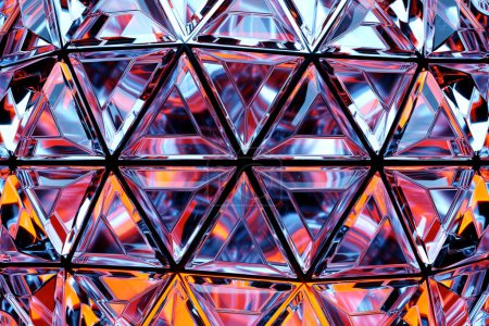 Photo for 3d Illustration  rows of pink  crystals. . Geometric background, pink  pattern. Glow Crystals - Royalty Free Image