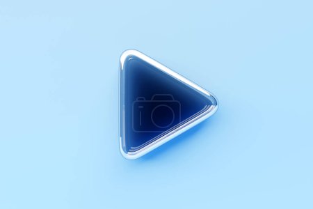 Téléchargez les photos : Illustration 3D d'un triangle de lumière bleue.Formes géométriques simples - en image libre de droit