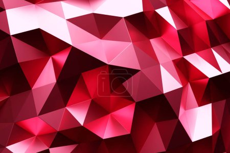 Photo for 3D rendering. Red pattern of triangles of different shapes. Minimalistic pattern of simple shapes, similar to the tops of mountains. Bright creative symmetric texture - Royalty Free Image