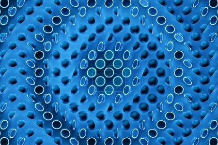 Téléchargez les photos : 3d illustration of a  blue honeycomb monochrome honeycomb for honey. Pattern of simple geometric hexagonal shapes, mosaic background. Bee honeycomb concept, Beehive - en image libre de droit