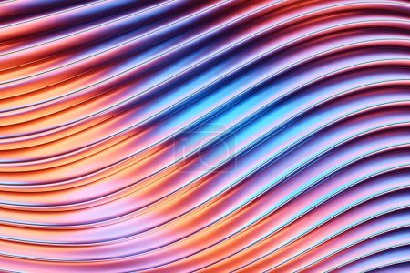 Foto de Pink  horizontal stripes, patterns. Modern striped backgrounds. Lines of variable thickness. 3D illustration - Imagen libre de derechos