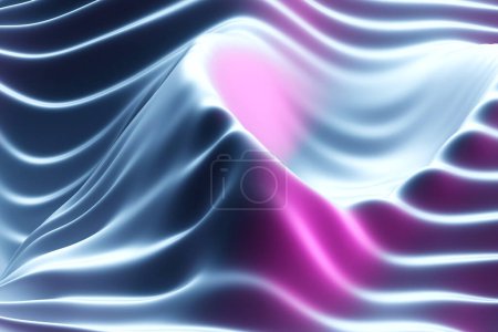 Téléchargez les photos : 3d illustration of  blue   glowing  cloth.  fabric wave, elegant textile - en image libre de droit