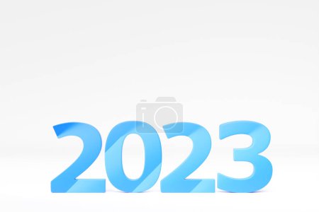 Foto de Calendar header number 2023 on white background. Happy new year 2023 colorful background. - Imagen libre de derechos