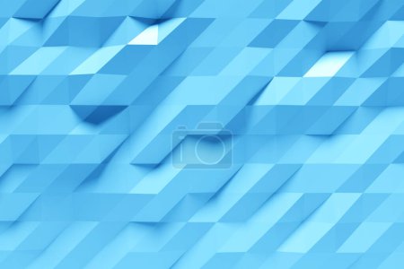 Foto de 3D rendering. Blue   pattern of cubes of different shapes. Minimalistic pattern of simple shapes. Bright creative symmetric texture - Imagen libre de derechos
