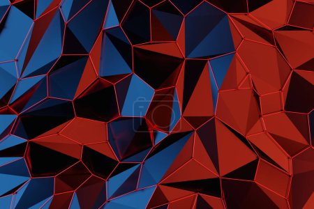 Téléchargez les photos : 3d illustration blue and red geometric pattern . Geometry  background, pattern - en image libre de droit
