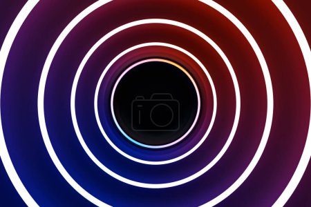 Photo for Glowing pink  and blue  neon lighting ellipse  on  black background.3D illustration - Royalty Free Image