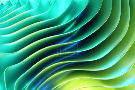 Foto de Elemento abstracto de diseño de líneas geométricas. Fondo rayado horizontal verde. ilustración 3d - Imagen libre de derechos