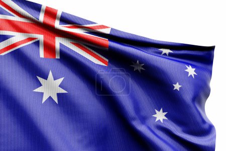 Photo for The national flag of Australia from textiles  on pole, soft focus. 3D illustration - Royalty Free Image