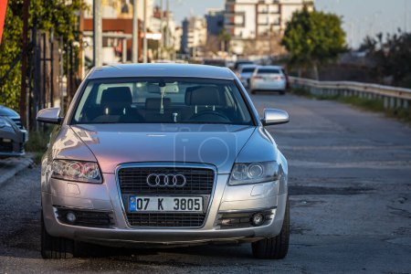 Photo for Side, Turkey - February  13, 2023:       silver   Audi A6   is parked  on the street on a warm  day - Royalty Free Image