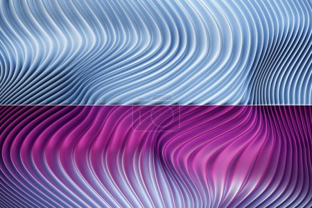 Photo for 3d illustration of a stereo  gray and pink stripes . Geometric stripes similar to waves. Abstract   glowing crossing lines pattern - Royalty Free Image