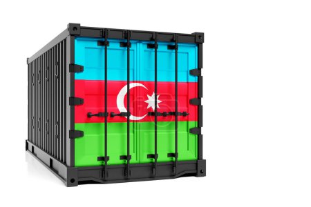 Photo for The concept of  Azerbaijan export-import, container transporting and national delivery of goods. The transporting container with the national flag of Azerbaijan, view front - Royalty Free Image