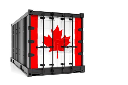 Photo for The concept of  Canada export-import, container transporting and national delivery of goods. The transporting container with the national flag of Canada, view front - Royalty Free Image
