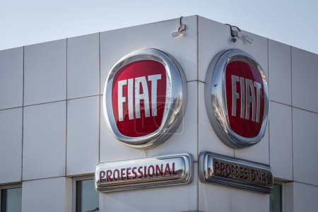Photo for Antalya, Turkey - February 18, 2023:  Showroom of FIAT logo on  autosalon - Royalty Free Image