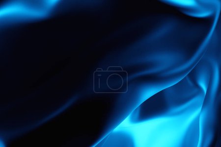 Téléchargez les photos : 3D illustration of the   blue  carbon fabric design element. Close up of the cloth material flying - en image libre de droit