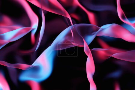 Téléchargez les photos : Illustration 3D nuage abstrait rose de motif de fumée sur un fond isolé noir - en image libre de droit