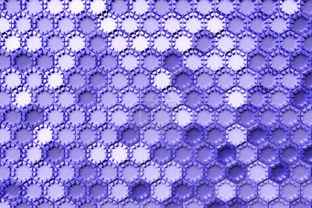 Foto de 3d ilustración de un panal de abeja púrpura monocromo panal para miel. Patrón de formas geométricas hexagonales simples, fondo de mosaico. Concepto de panal de abeja, Colmena - Imagen libre de derechos
