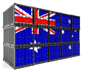 Photo for The concept of  Australia export-import, container transporting and national delivery of goods. 3D illustration  container with the national flag of Australia, view front - Royalty Free Image