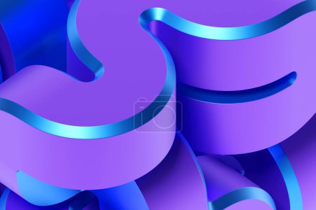 Téléchargez les photos : 3D illustration, neon illusion isometric abstract shapes colorful shapes intertwined - en image libre de droit