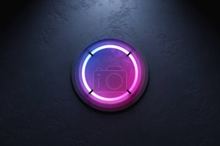 Photo for 3D illustration  of  pink and blue  neon  round  frame  on a  black background.   rectangle for design - Royalty Free Image