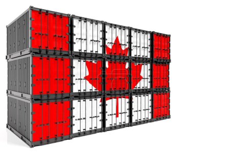 Photo for The concept of  Canada export-import, container transporting and national delivery of goods. 3D illustration  container with the national flag of Canada, view front - Royalty Free Image