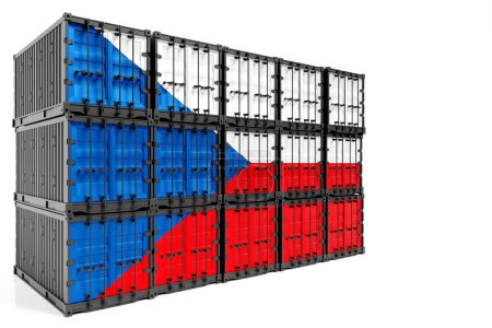 Photo for The concept of  Czech export-import, container transporting and national delivery of goods. 3D illustration  container with the national flag of Czech, view front - Royalty Free Image