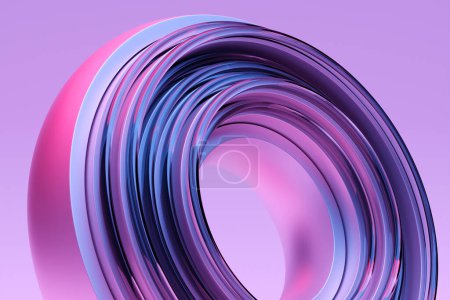 Forme géométrique abstraite primitive simple, disque putplr sur fond violet, rendu 3D
