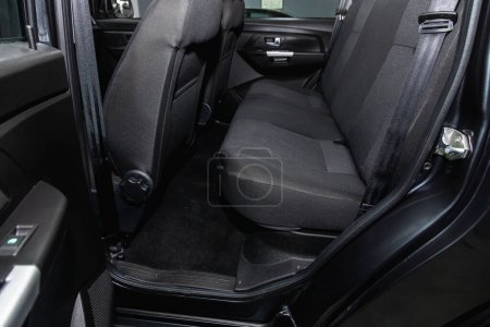 Photo for Novosibirsk, Russia - March 31, 2022:  UAZ Patriot, Clean car interior. Black  back seats - Royalty Free Image