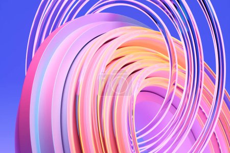 Foto de 3D renderizado abstracto azul-rosa redondo fractal, portal. Espiral redonda colorida. - Imagen libre de derechos