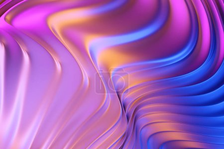 Foto de Fondo mínimo abstracto con línea ondulada brillante. Fondo de pantalla futurista azul y rosa, 3d render - Imagen libre de derechos