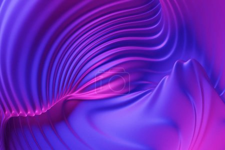 Photo for 3D illustration  purple stripes in the form of wave waves, futuristic background. - Royalty Free Image