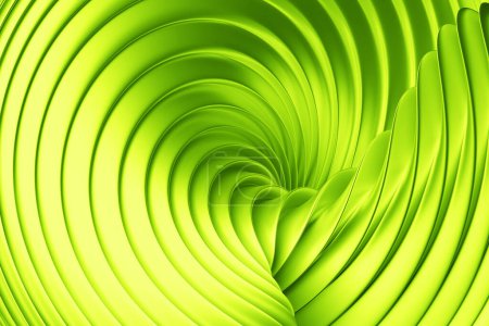 Téléchargez les photos : 3D illustration    green  stripes in the form of wave waves, futuristic background. - en image libre de droit