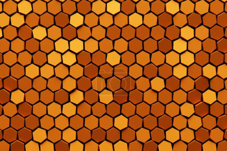 Photo for Pattern of simple geometric hexagonal shapes, mosaic background. Bee honeycomb concept, Beehive, 3D illustration - Royalty Free Image